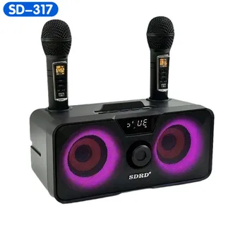 SD317 Bluetooth Динамик Беспроводной двойной микрофон Встроенный саундбокс Портативный RGB Marquee Party KTV Аудио домашний караоке-аппарат