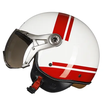 Быстрая доставка Мотоциклетные шлемы с половиной лица Винтажный Шлем Cafe Racer с открытым лицом Casco Moto Модульный Гоночный Шлем DOT Одобрен ЕЭК