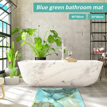Коврики для ванной Комнаты, суперпоглощающий коврик для ванной, Быстросохнущий коврик для ванной, Нескользящий ковер для ванной комнаты, Мягкие моющиеся коврики для пола Бирюзово-зеленого цвета