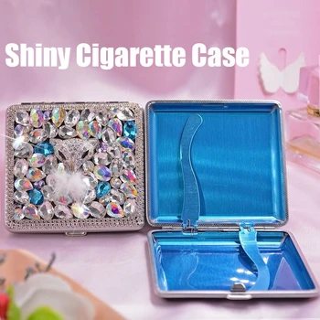 Модный Очаровательный Женский портсигар с бриллиантами, Изысканная Блестящая коробка для табака вмещает 20 сигарет, Портативные принадлежности для курения