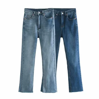 Новая мода ранней осени, женский темперамент, повседневные уличные универсальные джинсы с высокой талией, микро-расклешенные джинсы
