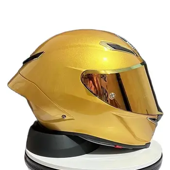Ярко-золотой Блестящий Фосфиновый шлем для мотокросса, мотобайка, шлем с большим спойлером, мотоциклетный шлем Casco Capacete для верховой езды, анфас