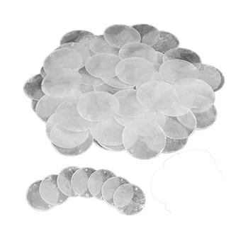120 Шт круглых натуральных ракушек Capiz Sea Shells 2-дюймовые устричные раковины для изготовления с 2 отверстиями для дисков Sea Shell