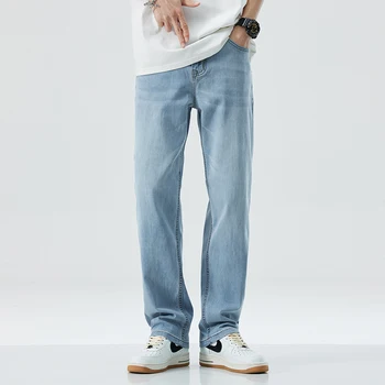2023 Весна-лето, новая уличная одежда, мешковатые джинсы, мужские Корейские модные Свободные прямые широкие брюки, Мужская брендовая одежда светло-голубого цвета