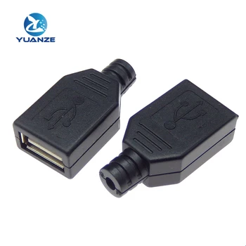 5ШТ USB-4-контактный разъем типа А с черной пластиковой крышкой USB 2.0 Connect Adapter DIY Kit