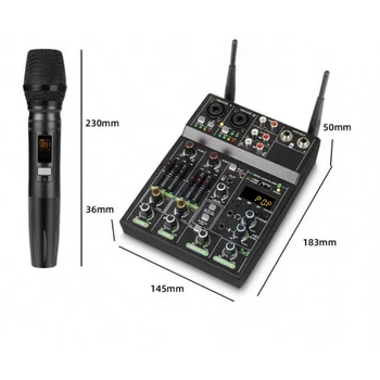 AOSHEN R4 Pro, 2-канальный UHF Беспроводной микрофон С микшером, Мини-4-канальная Караоке-аудиомикшерная система для записи в прямом эфире