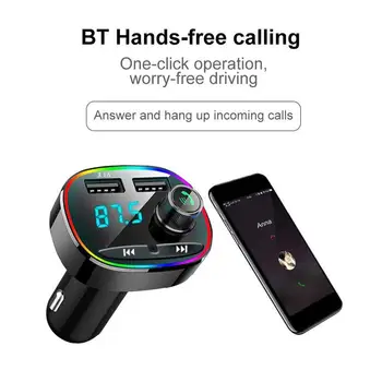 Bluetooth 5,0 Громкой Связи Беспроводной Автомобильный Fm-Передатчик Usb Быстрое Зарядное Устройство Для Автомобильного Аудиоприемника Адаптер Mp3-Плеера Передатчик J0s6