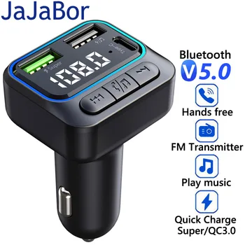 JaJaBor FM-передатчик Bluetooth Handsfree Автомобильный Комплект QC3.0 Быстрая Зарядка Type C Двойное Usb Зарядное Устройство U Диск Автомобильный Музыкальный Mp3-плеер