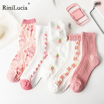 RiniLucia Sweet kids Носки для девочек, 4 пары /лот, Весенне-летние мягкие длинные Носки с цветочным рисунком для девочек, 2023, Аксессуары для детской одежды