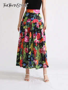 TWOTWINSTYLE, юбки хитового цвета Для женщин, повседневная летняя элегантная юбка свободного силуэта с высокой талией, женская модная одежда 2023