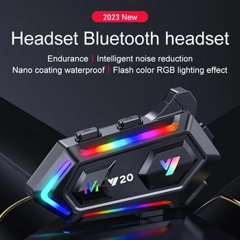 Y20 Мотоциклетный шлем Гарнитура Bluetooth 5.3 с ослепительной подсветкой RGB Беспроводные Водонепроницаемые наушники для громкой связи для водителя