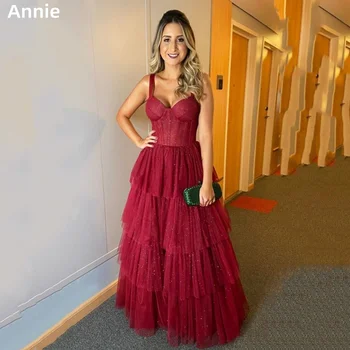Блестящие Многослойные платья для выпускного вечера Annie, Милые Красные Вечерние платья 2023 A-образной формы, Vestidos De Noche