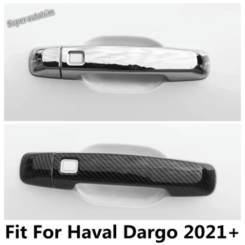 Боковая дверная ручка, украшение для захвата, Защитная накладка, подходит для Haval Dargo 2021 2022 ABS Черный / Хромированный Комплект аксессуаров для экстерьера