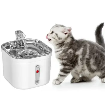 Визуальное окно, фонтан для домашних животных, бесшумные автоматические фонтанчики для кошек из нержавеющей стали с многослойной фильтрацией для питья