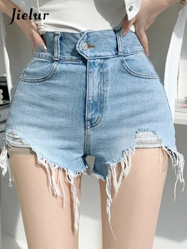 Винтажные рваные джинсовые шорты, женские джинсовые шорты размера S-XL с высокой талией, женская летняя шикарная уличная одежда, Стильные Сексуальные джинсы