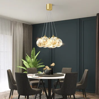 геометрический подвесной светильник, железный современный потолочный подвесной светильник, стеклянный шар, декоративные элементы для домашней столовой