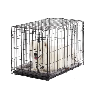 Двухдверный складной ящик для собак из металлической проволоки Vibrant Life с перегородкой и лотком, большой, 36 дюймов