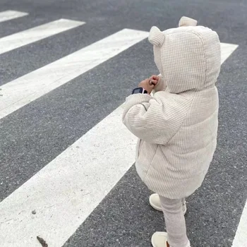 Детские мультяшные утепленные хлопчатобумажные куртки на осень зиму из хлопка с подкладкой, детская вельветовая верхняя одежда