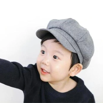 Детские шапки DYLAOPAN осенние и зимние кепки для мальчиков восьмиугольные шляпы в британскую клетку Корейская версия Японские береты для диких девочек