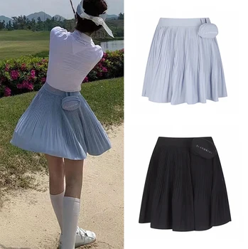 Женская Плиссированная юбка StANDREWS GOLF 2023, Новый Эластичный пояс с Маленьким Карманом для мяча, Спортивная юбка, Однотонная Модная юбка для Гольфа St