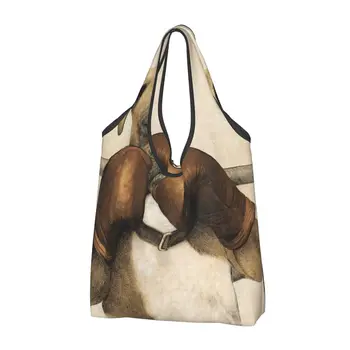 Женская повседневная сумка для покупок The Dog Boxer, большая вместительная сумка-тоут, портативная сумка для хранения, складные сумки
