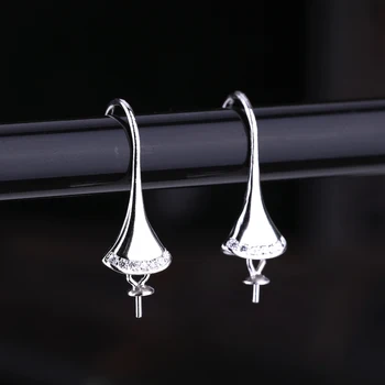 Женские серьги-крючки из стерлингового серебра 925 пробы, хрустальные серьги с жемчугом 8-13 мм или круглыми бусинками, серьги-полумонтажи из камня, модные ювелирные украшения своими руками