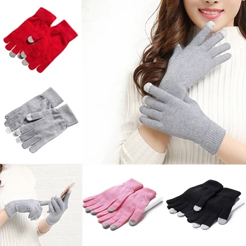 Зимние термальные велосипедные перчатки, эластичные перчатки с полными пальцами, теплые толстые рукавицы, модные женские и мужские зимние Теплые вязаные уличные перчатки