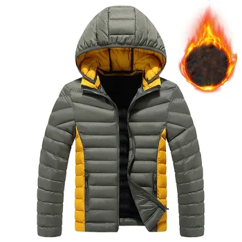 Зимняя мужская флисовая куртка с капюшоном, теплые парки, Уличное ветрозащитное хлопчатобумажное пальто на пуховой подкладке для мужчин