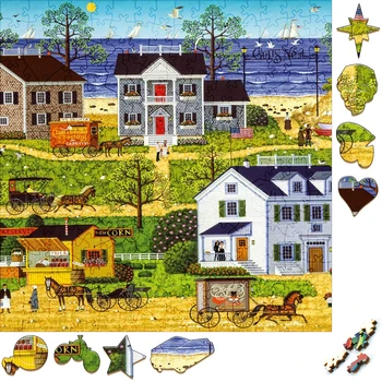 Изысканные деревянные пазлы Приморский парусный курортный городок, деревянная головоломка, необычный семейный интерактивный пазл, подарок для детей