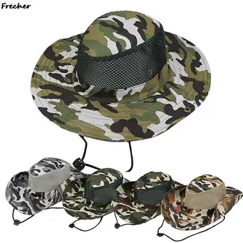 Камуфляжные шляпы для джунглей, унисекс, летняя кепка-козырек, Сетчатая лоскутная шляпа-ведро, военный камуфляж, Охота, рыбалка, вводная часть, Уличные Gorras