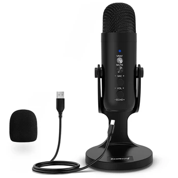 Конденсаторный игровой микрофон K66 USB, профессиональный микрофон для подкастинга, для потоковой записи вокала на ПК, совместимый с настольным ноутбуком