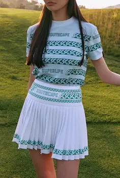Корейская одежда для ГОЛЬФА, Женская футболка с круглым вырезом и коротким рукавом, Темпераментный эластичный топ, модная универсальная майка для гольфа
