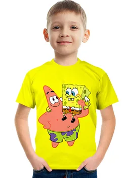 Летняя мода, губка, детская 3D печать, Унисекс, Персонализированная забавная футболка с коротким рукавом