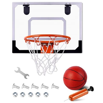 Мини-баскетбольное кольцо, внутренний набор для мини-баскетбола, висящий на двери, с мячом и насосом, спортивный набор