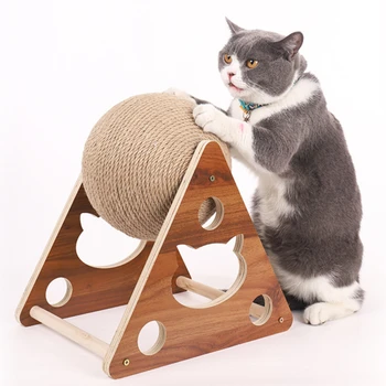 Мяч для кошачьих царапин из натурального сизаля и конопли, измельчающий когтями древесину Взаимодействие Используйте одну вещь для обеих целей Игрушку-скребок для кошек