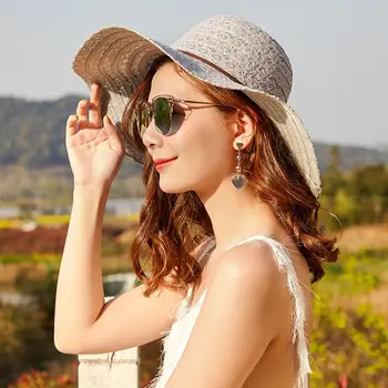 Новая женская уличная летняя соломенная шляпа с широкими полями, солнцезащитная соломенная шляпа с большими полями, пляжная соломенная шляпа для защиты от солнца