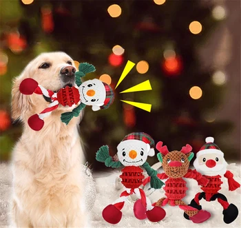 Новая игрушка для домашних собак в виде Лося Санта-Клауса, обучающий звук, скрежещущая чистка зубов, интерактивная обучающая резиновая игрушка для собак, устойчивая к укусам
