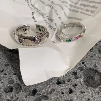 Новое модное Серебряное кольцо с открытым пальцем Фиолетового цвета, широкое Элегантное наращиваемое для женщин, подарок для девочек, ювелирные изделия, Прямая поставка Оптом