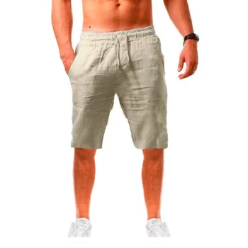 Новые мужские хлопчатобумажные льняные шорты, брюки, мужские летние дышащие однотонные льняные брюки, уличная одежда для фитнеса S-3XL