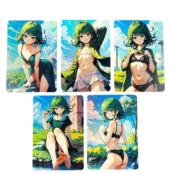 НОВЫЙ Самодельный 5 шт./компл. ONE PUNCH-MAN Tatsumaki Kawaii Collection Card Refraction Color Flash Craft Ganyu Карты Подарочные Игрушки