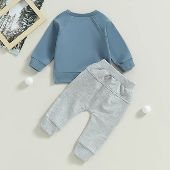Осенне-зимняя одежда для маленьких мальчиков, толстовка с длинными рукавами, пуловер, штаны для бега трусцой, комплект из 2 предметов для новорожденных