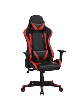 Поворотное игровое кресло SmileMart Executive с регулируемой высокой спинкой из искусственной кожи, черный /красный