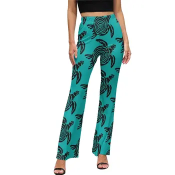 Повседневные брюки с черепахами, женские брюки-клеш в стиле харадзюку с абстрактными животными, осенние дизайнерские брюки для ночного клуба
