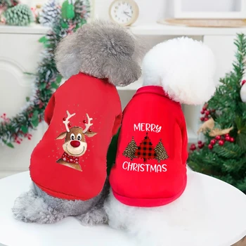 Рождественская зимняя одежда для домашних собак Теплые толстовки с принтом оленя для собак Рождественский Французский бульдог для щенка Ropa Perro Одежда для средних собак