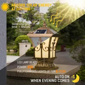 Светодиодная лампа для ландшафтного ограждения на солнечной энергии, лампа дистанционного управления квадратным столбом
