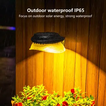 Светодиодный светильник для забора на солнечной энергии, автоматическое включение / выключение, не требуется подключение, водонепроницаемый настенный светильник с датчиком освещенности, садовые принадлежности