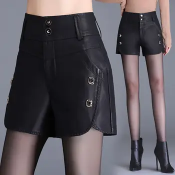 Сексуальные летние шорты из искусственной кожи в стиле Mori Girl, женская одежда, женские шорты из искусственной кожи с высокой талией, горячие Короткие брюки T492