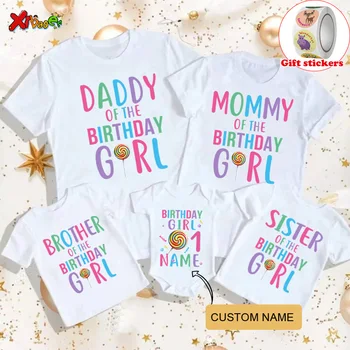 Семейные футболки с индивидуальным дизайном имен на день рождения, футболки, подходящие для семьи, одежда для детей, футболка для папы и мамы, раздача детских наклеек
