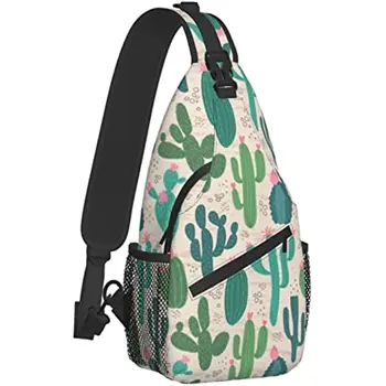Сумка-слинг с акварельным кактусом, походный рюкзак, водонепроницаемый Регулируемый рюкзак через плечо, нагрудная сумка для женщин и мужчин
