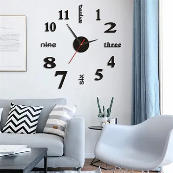 Трансграничные креативные простые бесшумные настенные часы DIY Гостиная Спальня Декоративные часы Акриловые цифровые часы Настенная наклейка Часы